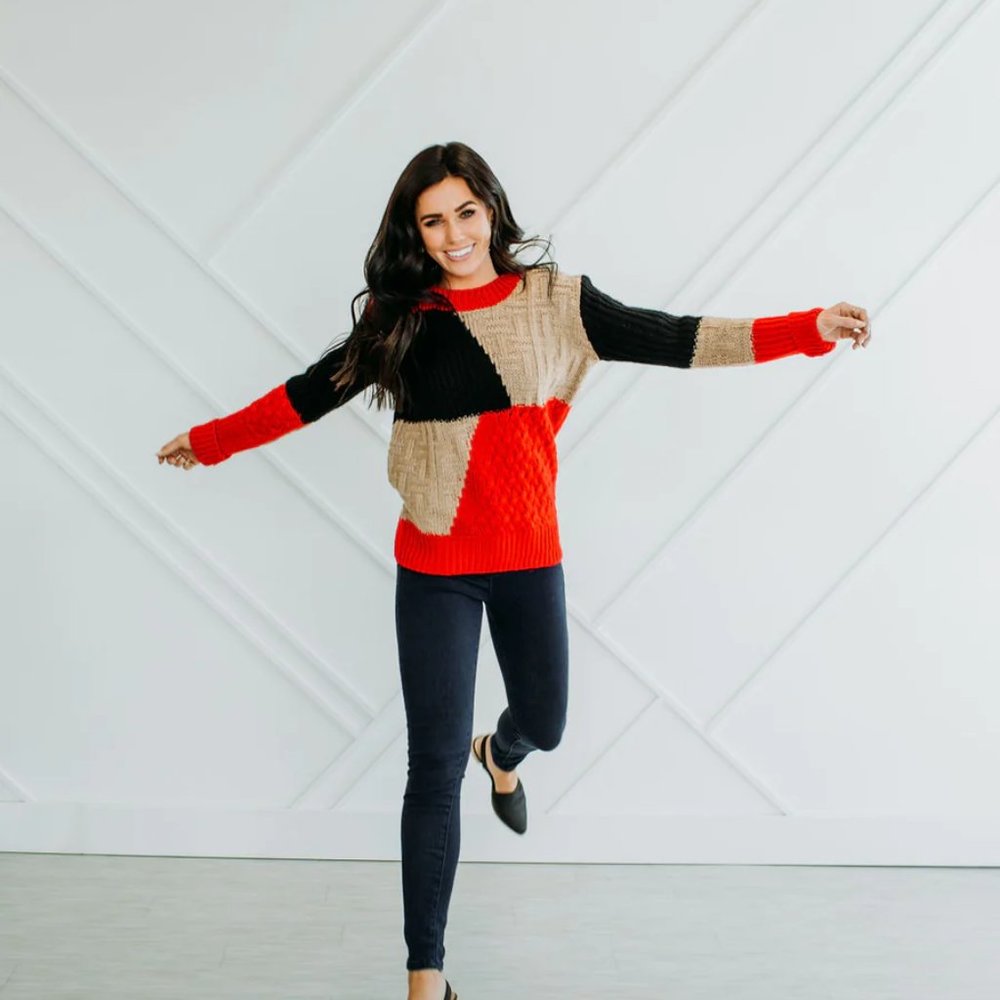 Red Block Sweater - Picture 2 of 2